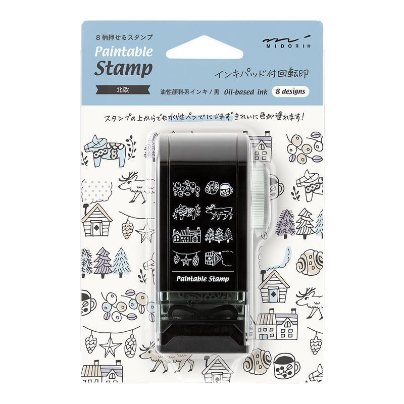 ミドリ スタンプ 回転印 ダイヤル 北欧柄 1個