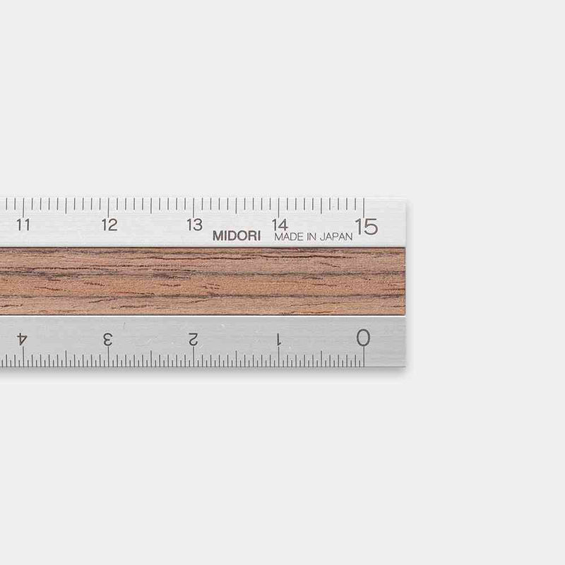 ミドリ アルミ&ウッド定規＜15cm＞ 濃茶A 1個