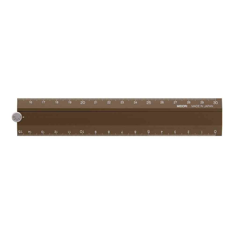 ミドリ アルミ マルチ定規＜30cm＞ 茶 1個