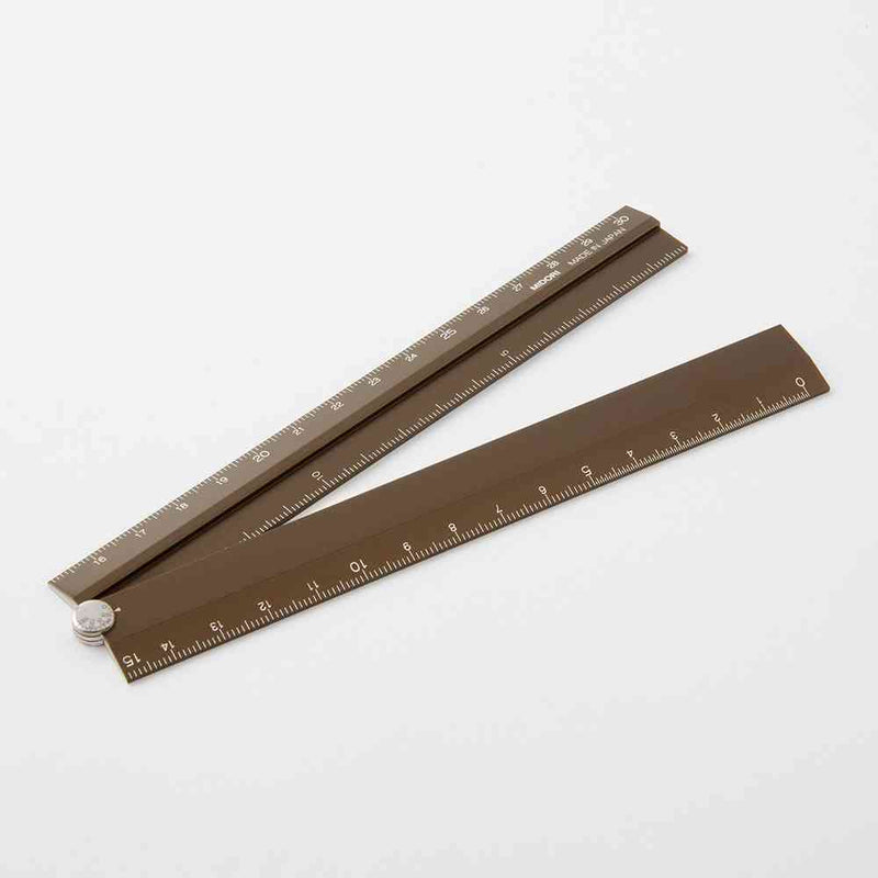 ミドリ アルミ マルチ定規＜30cm＞ 茶 1個