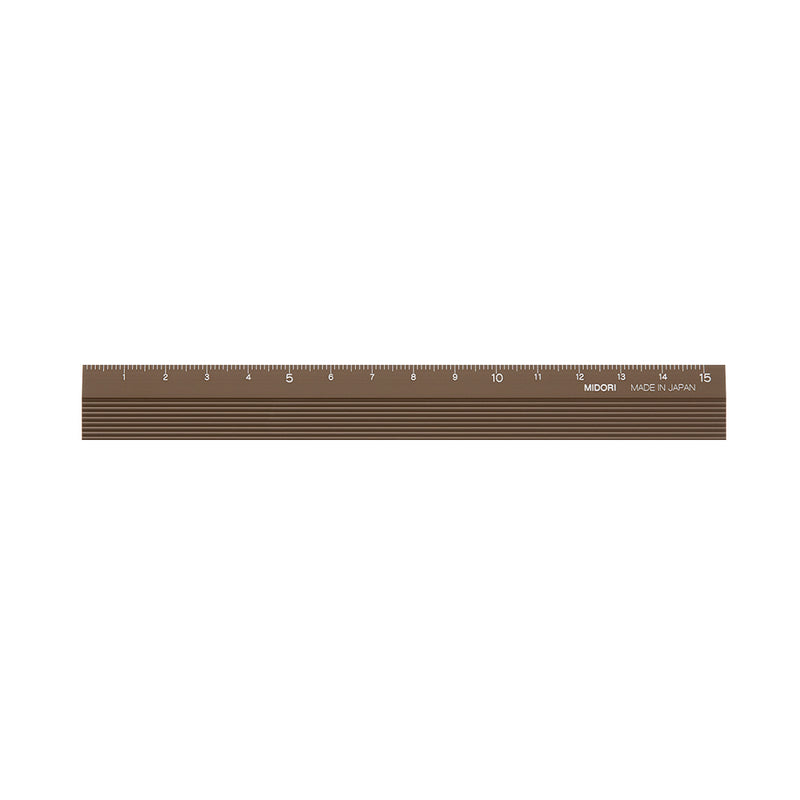 ミドリ アルミ 定規 15cm 茶 1個