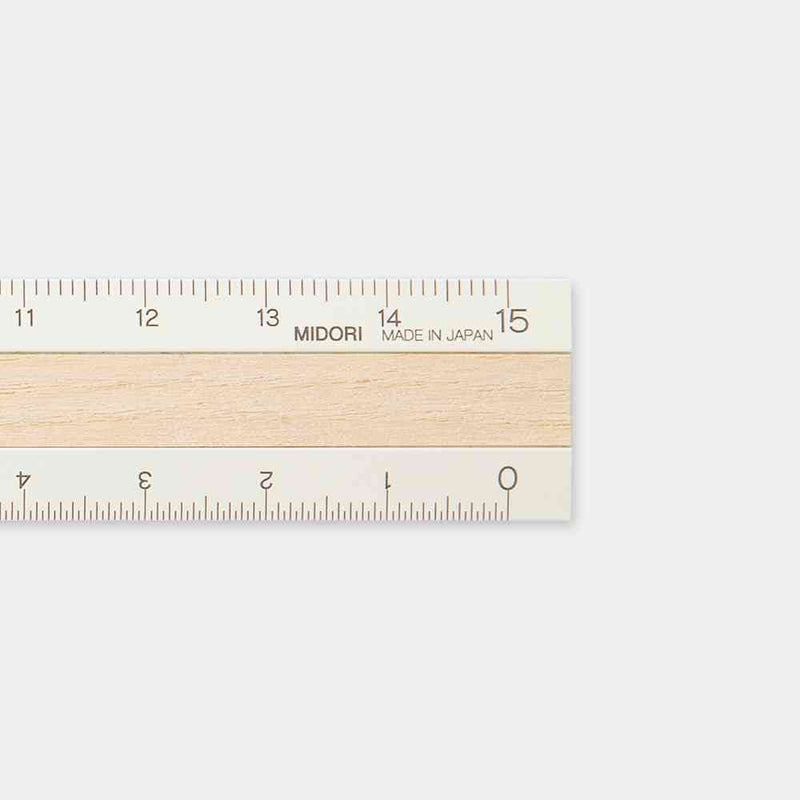 ミドリ アルミ&ウッド定規＜15cm＞ アイボリー 1個