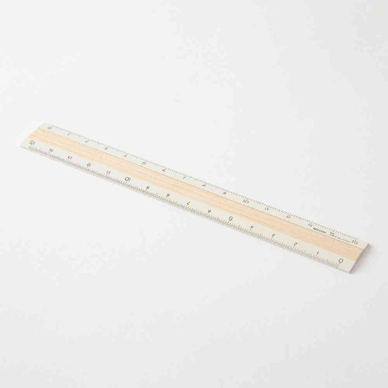 ミドリ アルミ&ウッド定規＜15cm＞ アイボリー 1個