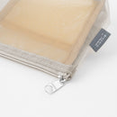 ミドリ ペン&ツールポーチ メッシュ マチ付 グレー 1個