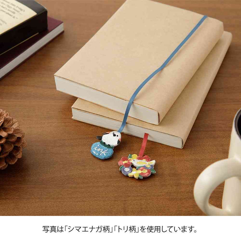 ミドリ ブックマーカー 刺繍 シマエナガ柄 1個