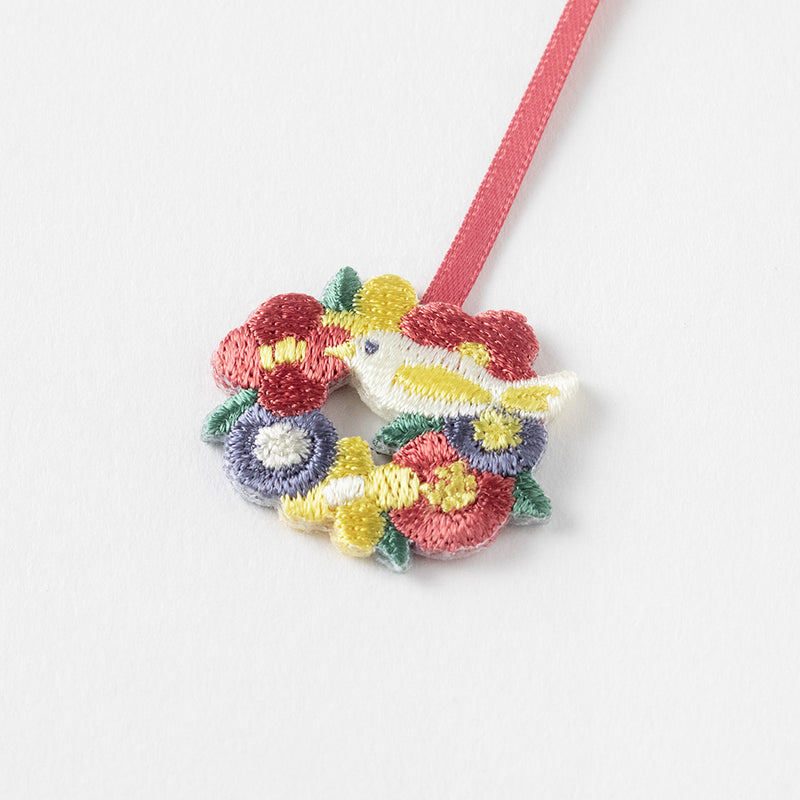 ミドリ ブックマーカー 刺繍 トリ柄 1個