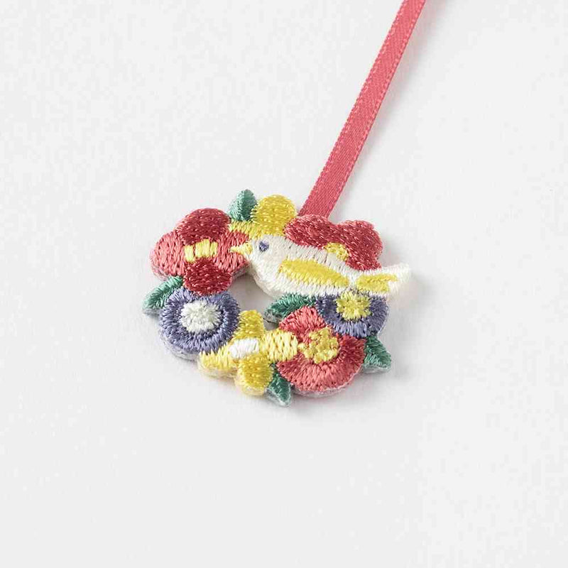 ミドリ ブックマーカー 刺繍 トリ柄 1個