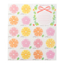 ミドリ カラー色紙用シール 半透明 花柄 タイトルシール:1枚入、記入用シール:16枚入個