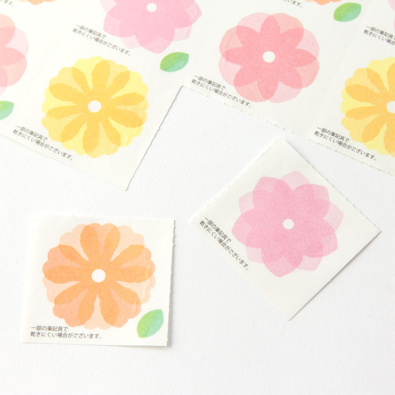 ミドリ カラー色紙用シール 半透明 花柄 1個