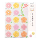 ミドリ カラー色紙用シール 半透明 花柄 タイトルシール:1枚入、記入用シール:16枚入個