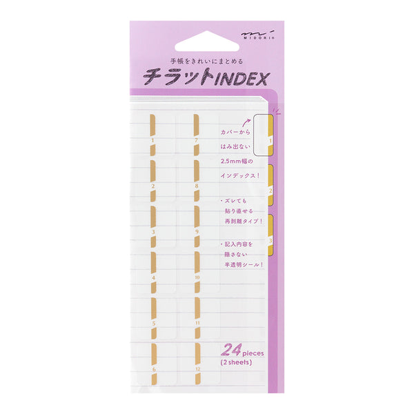 ミドリ インデックスラベル チラット 数字 金 1パック