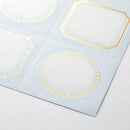 ミドリ カラー色紙用シール 箔 星柄 水色 タイトルシール／1枚入 記入用シール／16枚入