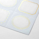 ミドリ カラー色紙用シール 箔 星柄 水色 タイトルシール／1枚入 記入用シール／16枚入