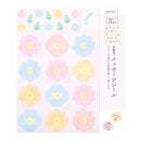 ミドリ カラー色紙用シール 花柄 タイトルシール／1枚入 記入用シール／16枚入