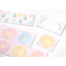 ミドリ カラー色紙用シール 花柄 タイトルシール／1枚入 記入用シール／16枚入