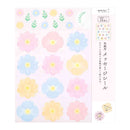 ミドリ カラー色紙用シール 花柄 タイトルシール／1枚入 記入用シール／16枚入