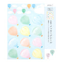 ミドリ カラー色紙用シール 気球柄 タイトルシール／1枚入 記入用シール／16枚入