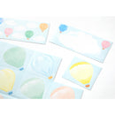 ミドリ カラー色紙用シール 気球柄 タイトルシール／1枚入 記入用シール／16枚入