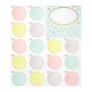 ミドリ カラー色紙用シール 半透明 ドット柄 タイトルシール／1枚入 記入用シール／16枚入