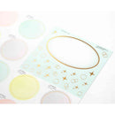 ミドリ カラー色紙用シール 半透明 ドット柄 タイトルシール／1枚入 記入用シール／16枚入