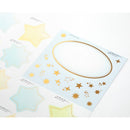 ミドリ カラー色紙用シール 半透明 星柄 タイトルシール／1枚入 記入用シール／16枚入