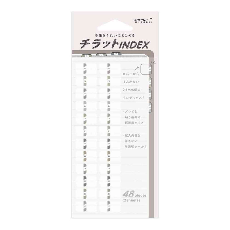 ミドリ インデックスラベル S チラット 数字 グレー 2シート（48 枚）入
