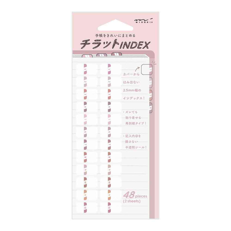 ミドリ インデックスラベルS チラット 数字 ピンク 2シート（48 枚）入