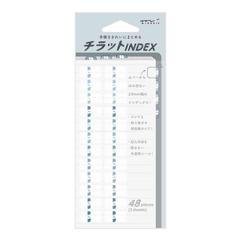 ミドリ インデックスラベル S チラット 数字 ブルー 2シート（48 枚）入