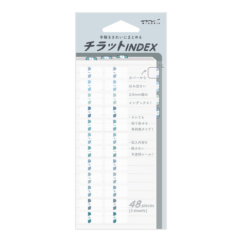 ミドリ インデックスラベル S チラット 数字 ブルー 1パック