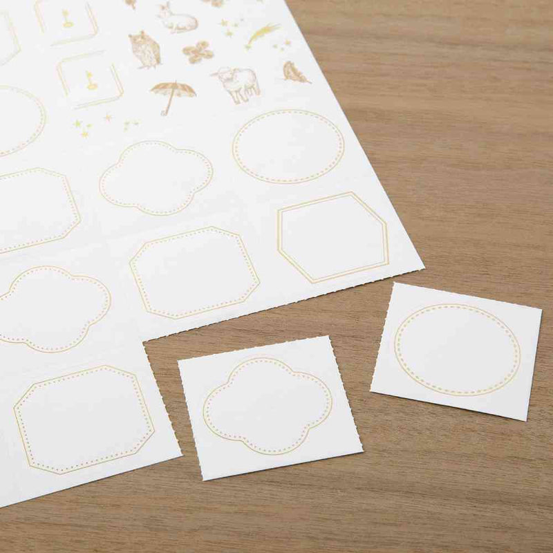ミドリ カラー色紙用シール 箔 ハッピーモチーフ柄 コーナー用4枚入、記入用16枚入