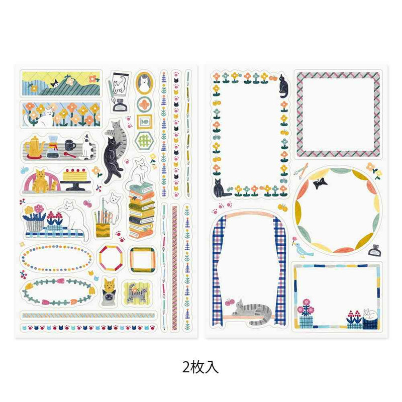 ミドリ シール  ゆるログ ネコ柄 2枚入