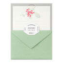 ミドリ レターセット460 活版 ブーケ柄 赤 便箋／8枚入、封筒／4枚入