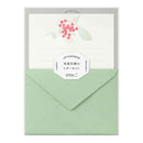 ミドリ レターセット460 活版 ブーケ柄 赤 便箋／8枚入、封筒／4枚入