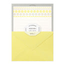 ミドリ レターセット477 活版 花ライン柄 黄 便箋／8枚入、封筒／4枚入