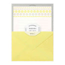 ミドリ レターセット477 活版 花ライン柄 黄 便箋／8枚入、封筒／4枚入