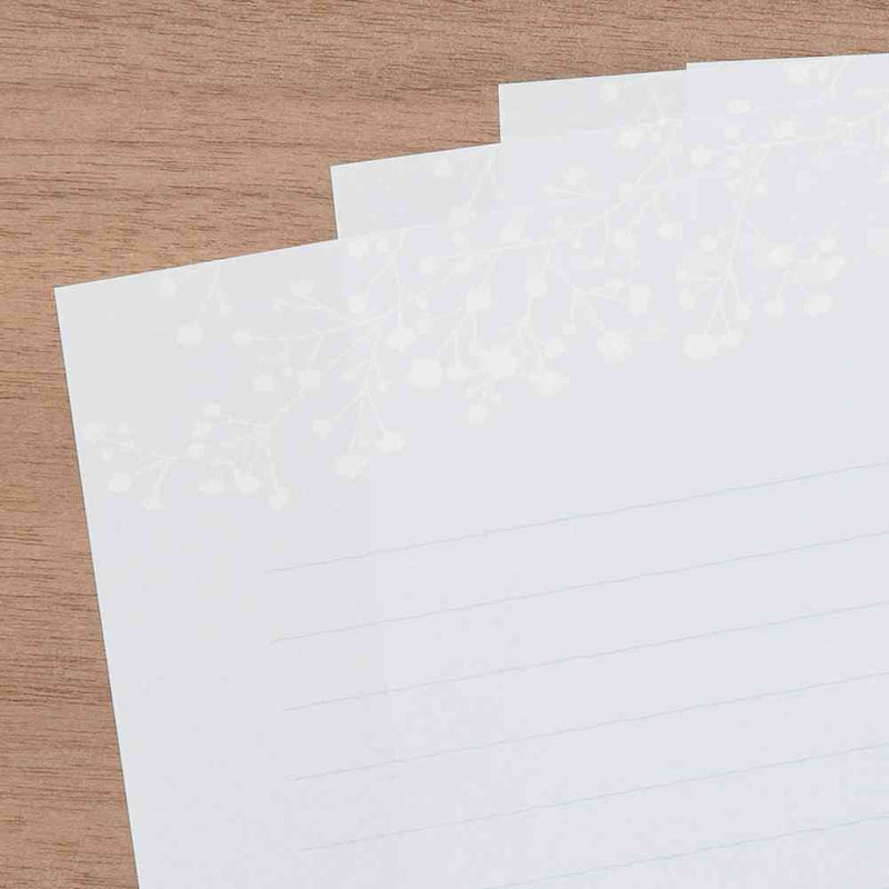 ミドリ レターセット508 箔押封筒 かすみ草柄 便箋／6枚入り、封筒／3枚入