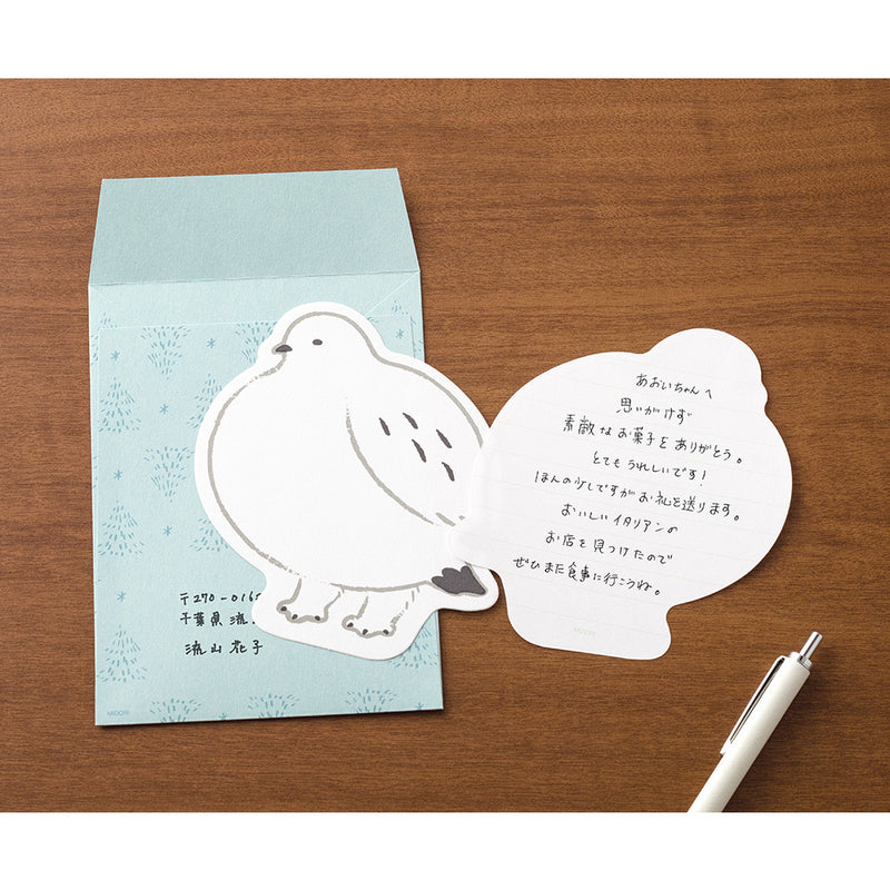 ミドリ レターセット925 ダイカット ライチョウ柄 1パック