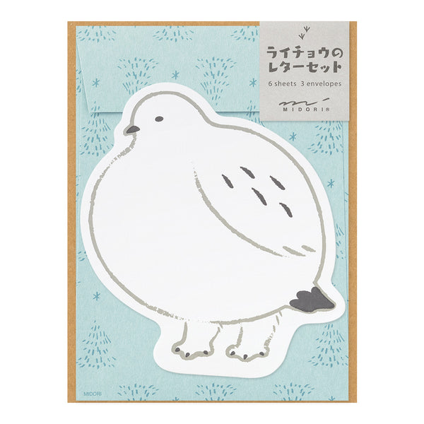 ミドリ レターセット925 ダイカット ライチョウ柄 1パック