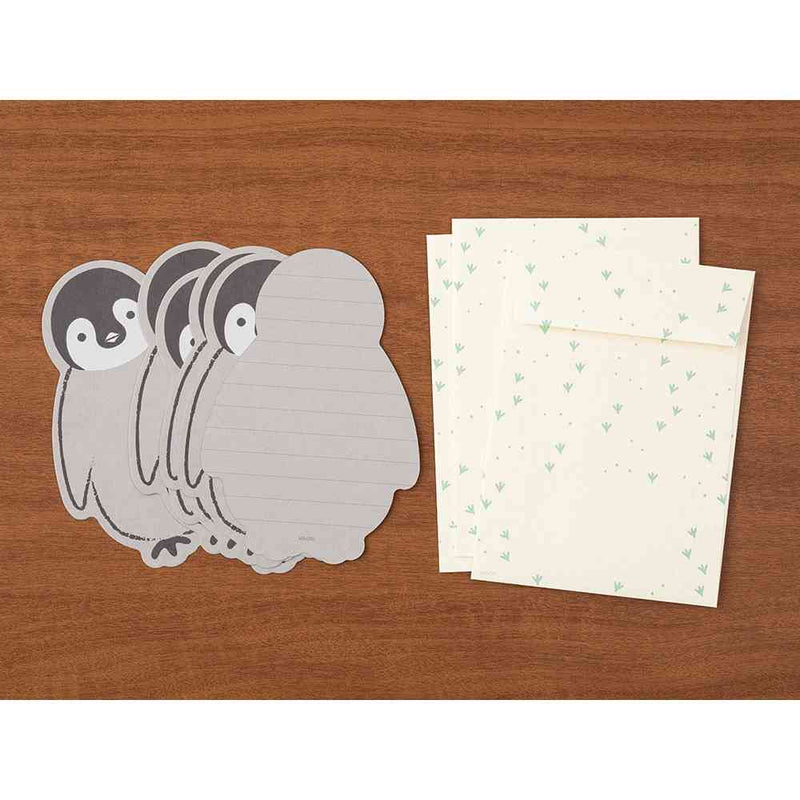 ミドリ レターセット926 ダイカット ペンギン柄 便箋／6枚入、封筒／3枚入
