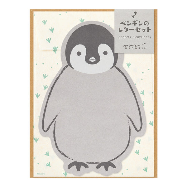 ミドリ レターセット926 ダイカット ペンギン柄 1パック