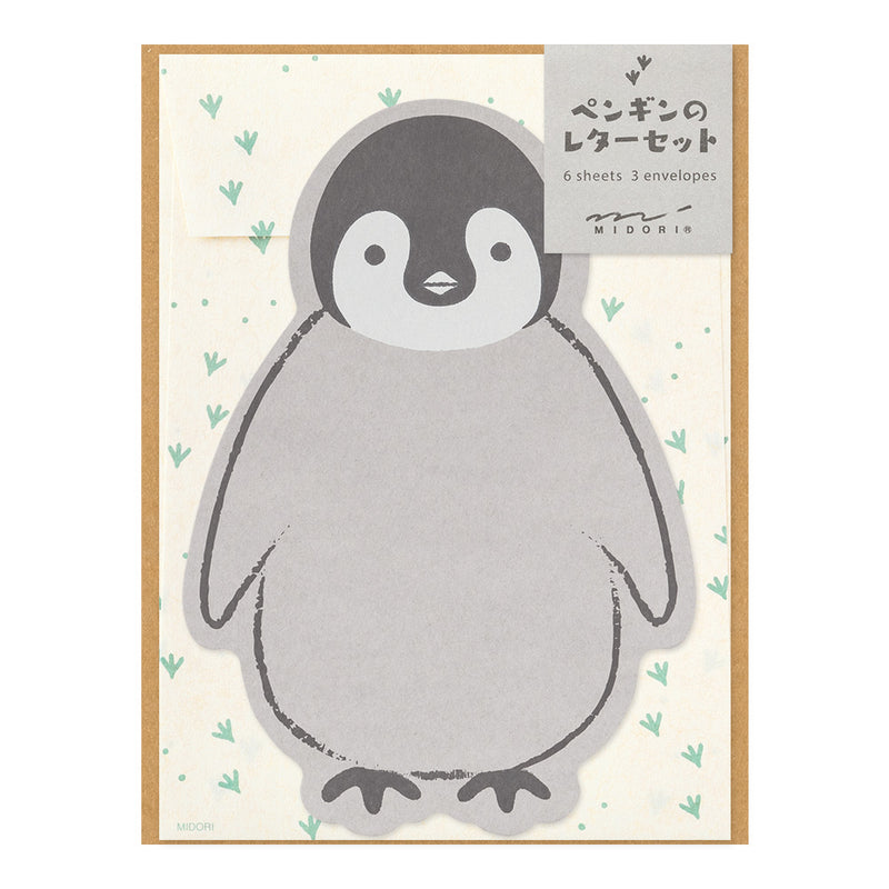 ミドリ レターセット926 ダイカット ペンギン柄 1パック