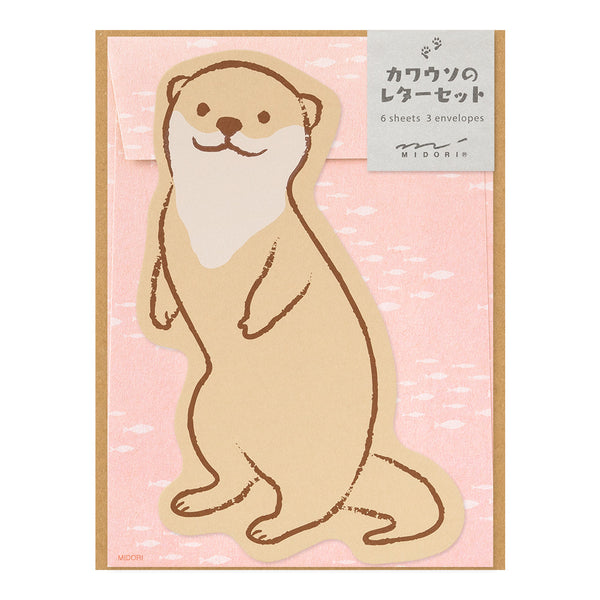 ミドリ レターセット927 ダイカット カワウソ柄 1パック