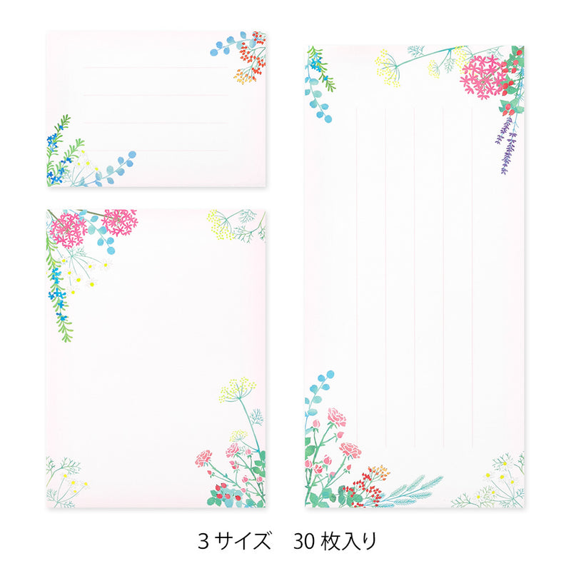 ミドリ 一筆箋 3サイズ 花束柄 1冊