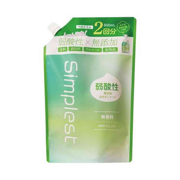 マックス Simplest 弱酸性 無添加 泡ボディソープ つめかえ 800ml