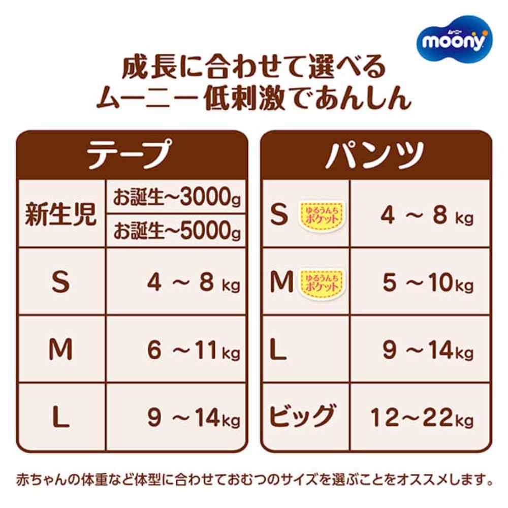 ナチュラルムーニー テープ Mサイズ 46枚