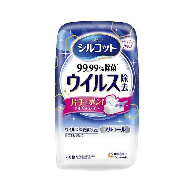 Unicharm Silcot Noro Clear 湿消毒酒精型身体 40 件