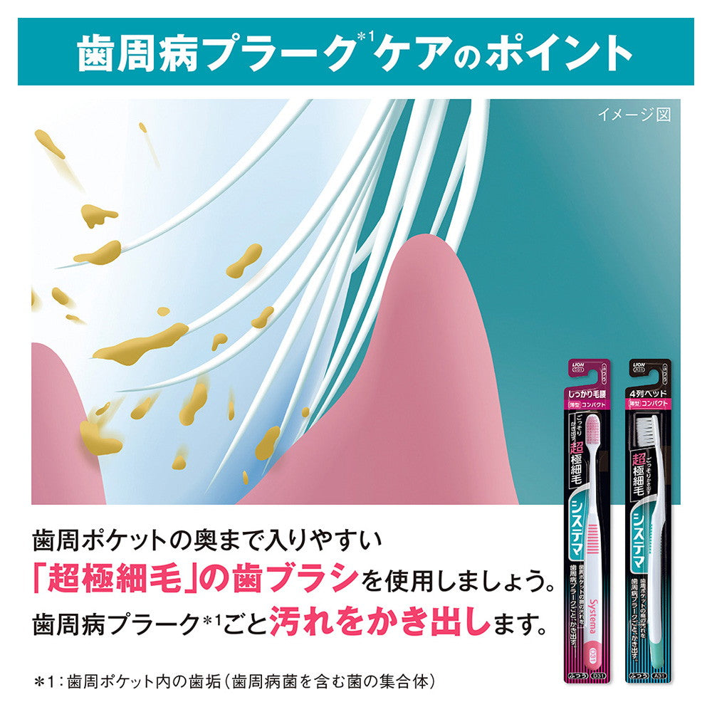 ライオン システマハブラシ コンパクト4列 ふつう 1本 ○色の
