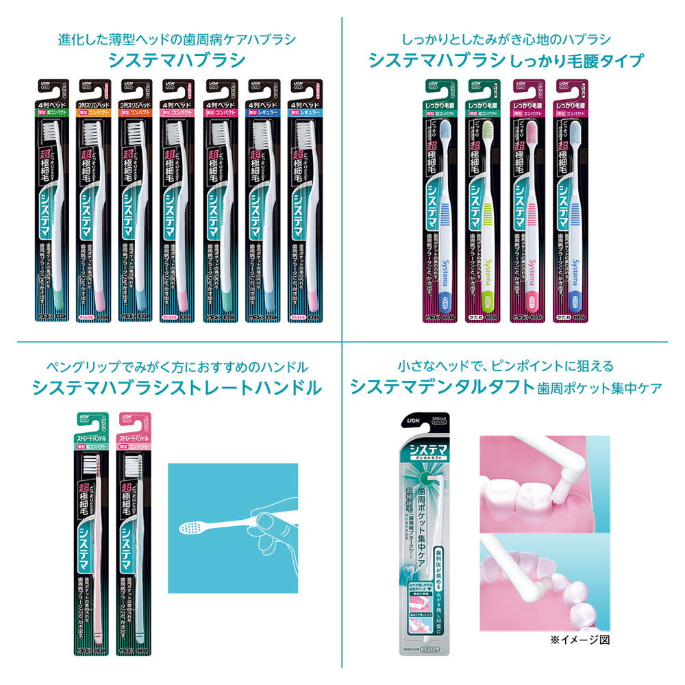 システマハブラシしっかり毛腰超コンパクトかため※色の指定不可×12個 ライオン　システマ　ハブラシ　しっかり毛腰タイプ　超コンパクト　かため　(1本)　歯ブラシ