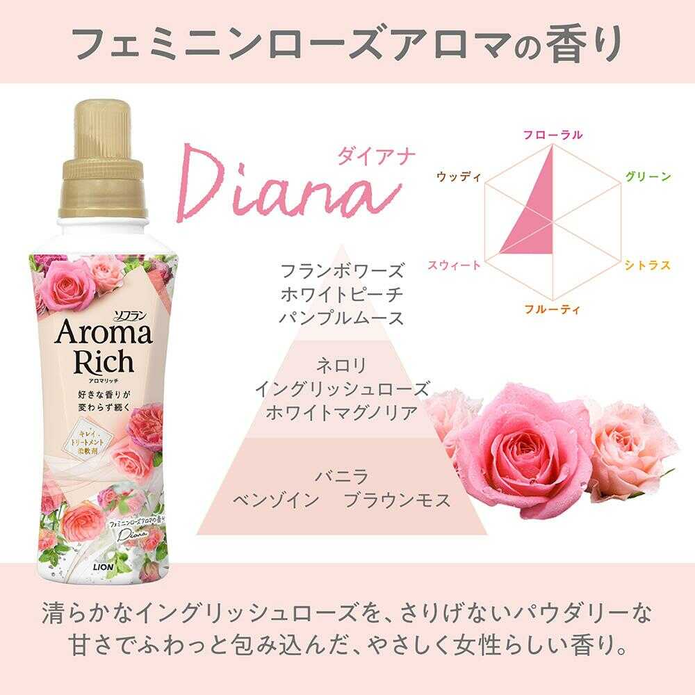 LION - ソフラン アロマリッチ　ラベンダー　詰替430ml*5個 ライオン ソフラン アロマリッチ ダイアナ（フェミニンローズ