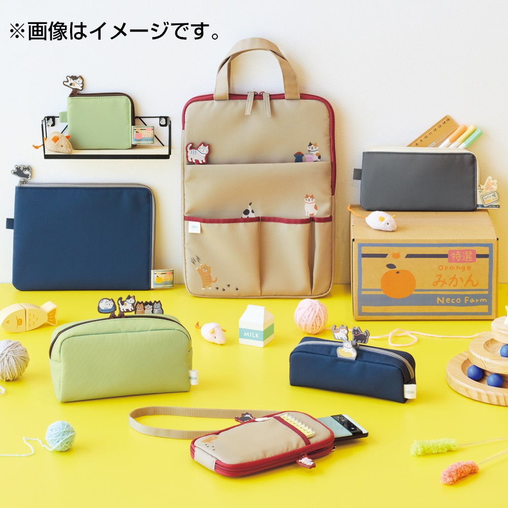にゃんシーン ボックスペンポーチ L チャコールブラック 1個